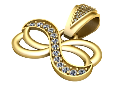 Diamond Infinity Gold Pendant 3D Model