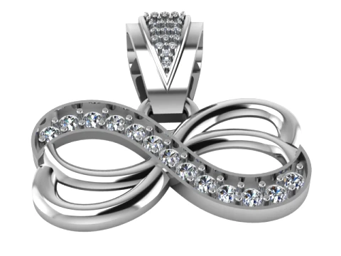 Diamond Infinity Gold Pendant 3D Model