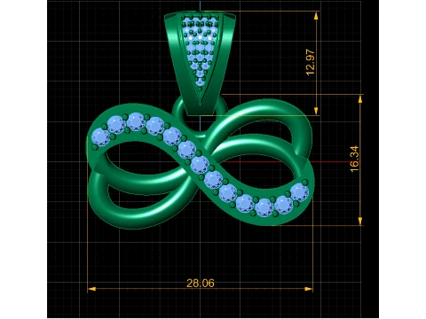 Diamond Infinity Gold Pendant 3D Model
