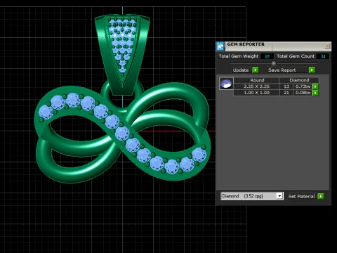 Diamond Infinity Gold Pendant 3D Model