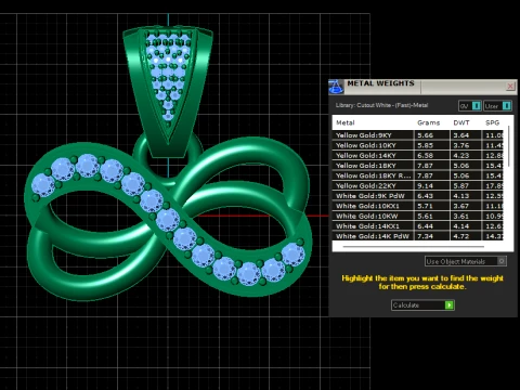 Diamond Infinity Gold Pendant 3D Model