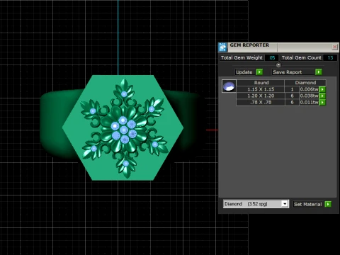 Floral Diamond Gold Signet Ring 3D Model