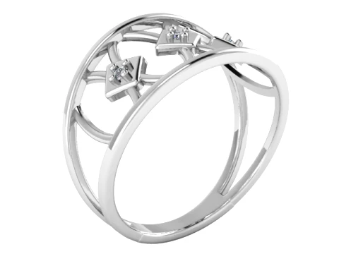 Geometric Diamond Gold Band Ring 3D Model