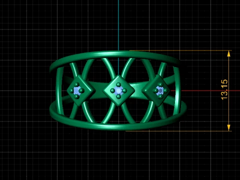 Geometric Diamond Gold Band Ring 3D Model