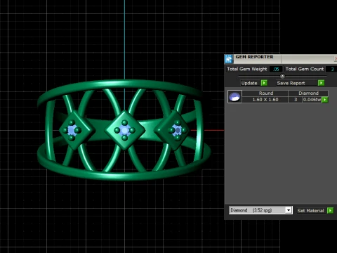 Geometric Diamond Gold Band Ring 3D Model
