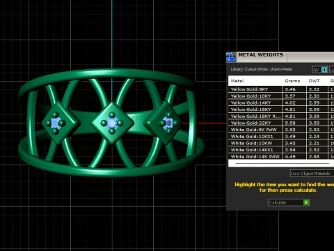 Geometric Diamond Gold Band Ring 3D Model