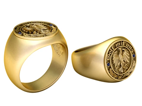 Anel de sinete de ouro de águia heráldica Modelo 3D