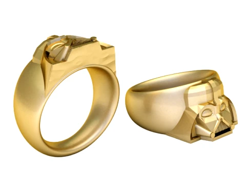 Anel de sinete de ouro para capacete futurista Modelo 3D