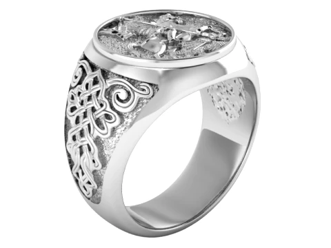 Medieval Knight Gold Signet Ring 3D Model