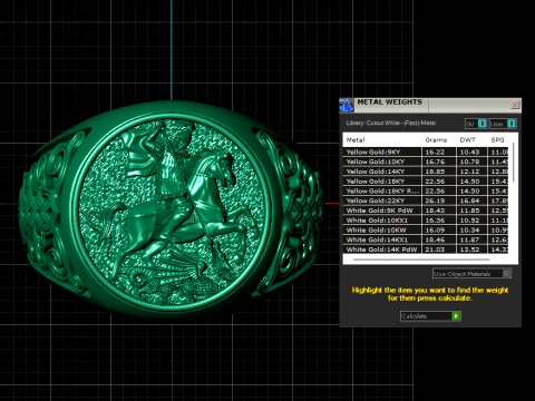 Medieval Knight Gold Signet Ring 3D Model