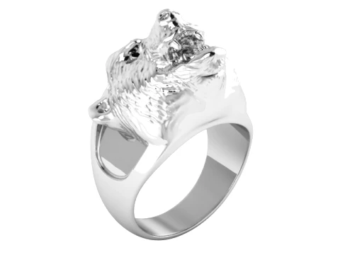 Roaring Bear Gold Signet Ring 3D Model