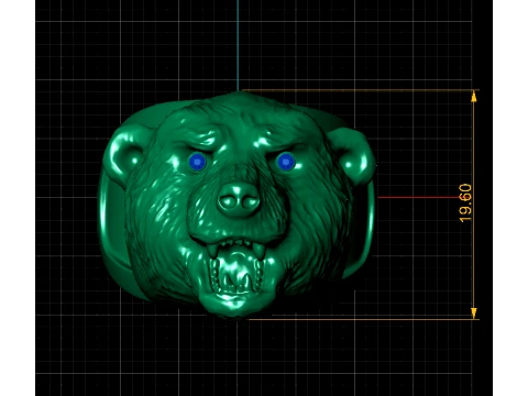Roaring Bear Gold Signet Ring 3D Model