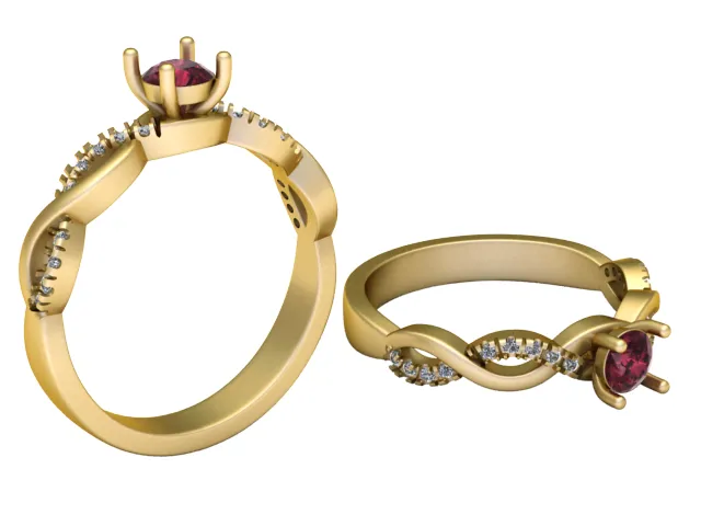 Ruby Infinity Diamond Gold Ring 3D Model .c4d .max .obj .3ds .fbx .stl .blend 