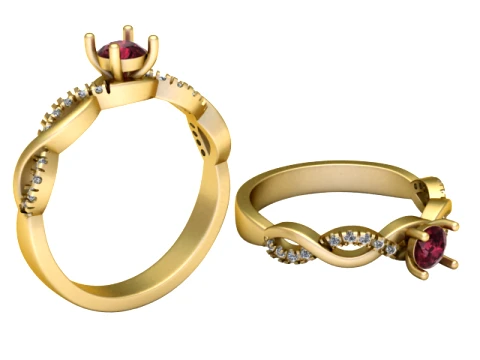 Anel de ouro com diamante Ruby Infinity Modelo 3D