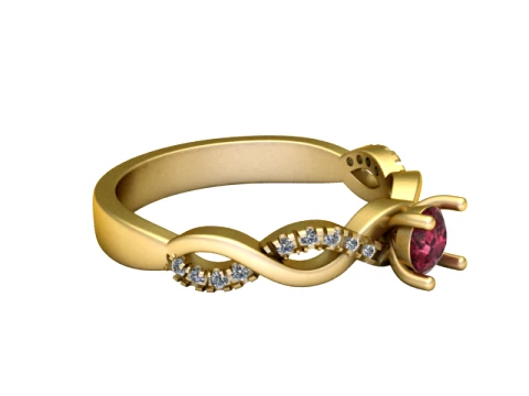 Ruby Infinity Diamond Gold Ring 3D Model