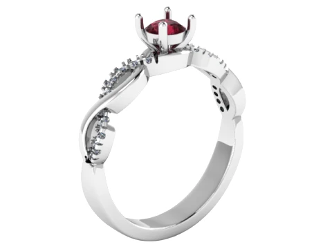 Ruby Infinity Diamond Gold Ring 3D Model