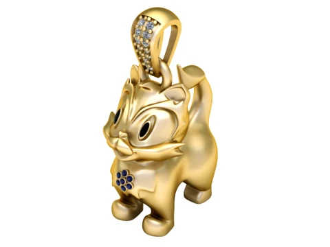 Top Hat Cat Gold Pendant 3D Model