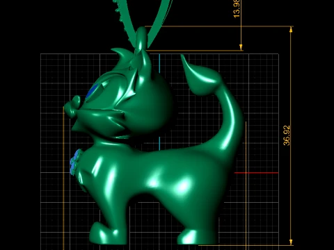 Top Hat Cat Gold Pendant 3D Model