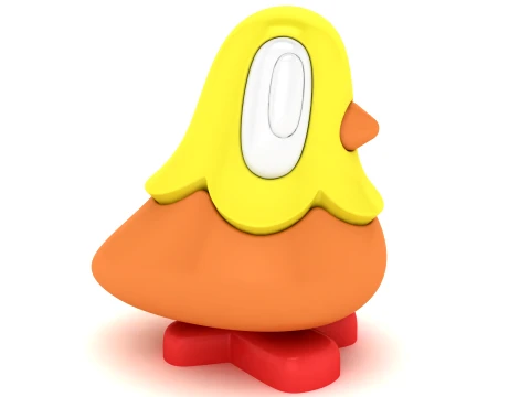 Cute Yellow Duck 3D Cartoon Character SVG 3D Model