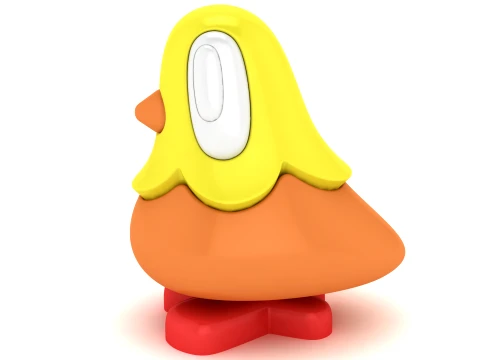 Cute Yellow Duck 3D Cartoon Character SVG 3D Model