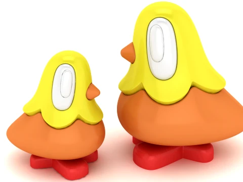 Cute Yellow Duck 3D Cartoon Character SVG 3D Model