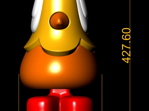 Cute Yellow Duck 3D Cartoon Character SVG 3D Model