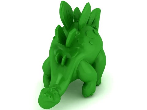 Cute Green Stegosaurus Dinosaur 3D Cartoon Model Modelo 3D