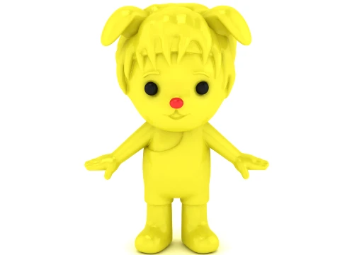 Cute Yellow Puppy Cartoon 3D Character Modelo 3D