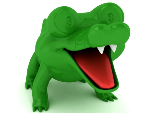 Cute Green Crocodile 3D Cartoon Character 3D 모델