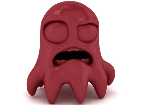 Cute Red Monster SVG 3D Model