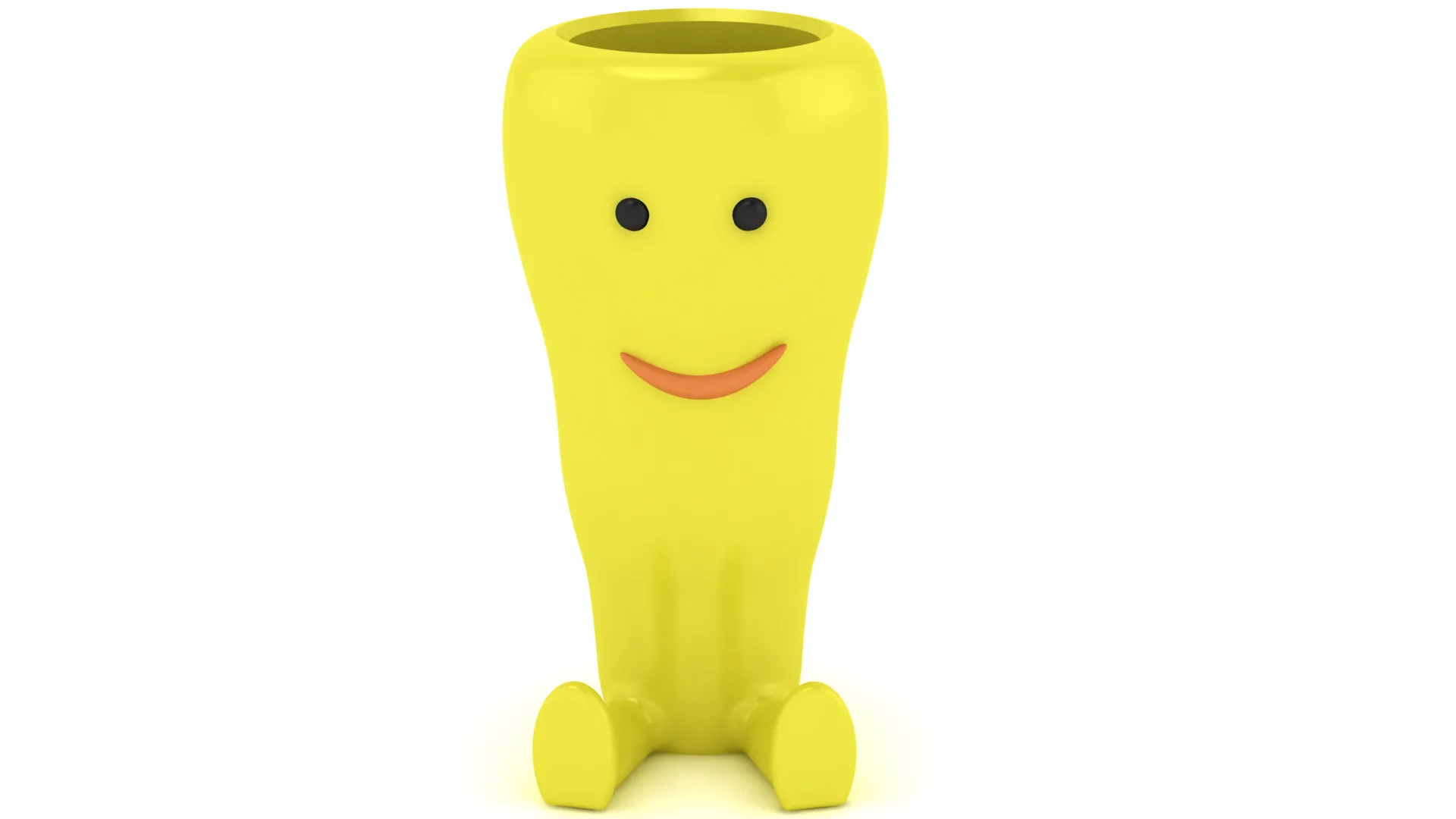 Yellow Smiling Cartoon Character 3D Model .c4d .max .obj .3ds .fbx .stl .blend