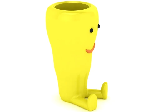 Yellow Smiling Cartoon Character 3D Model