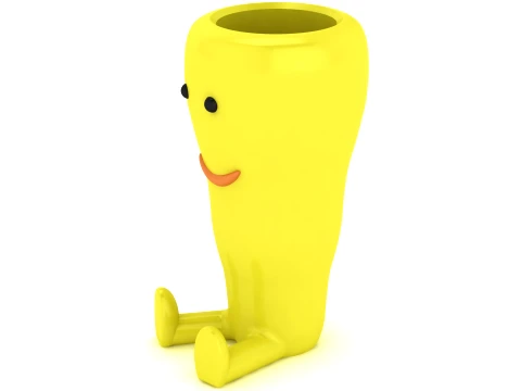 Yellow Smiling Cartoon Character 3D Model