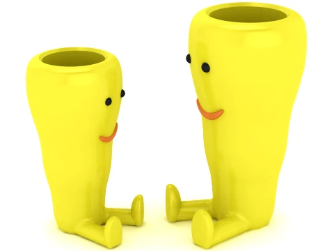 Yellow Smiling Cartoon Character 3D Model