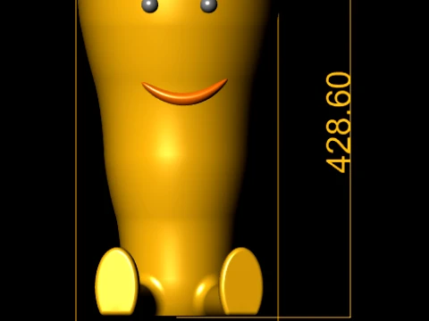 Yellow Smiling Cartoon Character 3D Model