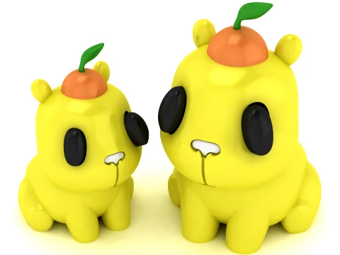 Cute 3D Yellow Hamster with Orange Fruit Hat 3D Model