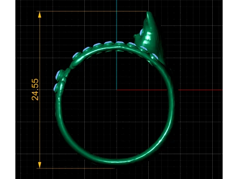 Gemstone Hugging Cat Gold Ring 3D Model