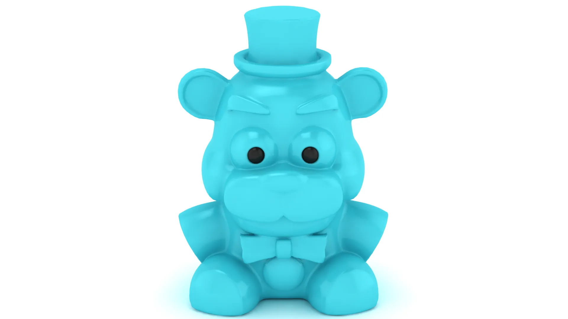 Cute Blue 3D Hippo Character with Top Hat and Bow Tie 3D Model .c4d .max .obj .3ds .fbx .stl .blend