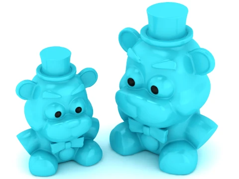 Cute Blue 3D Hippo Character with Top Hat and Bow Tie 3D Model