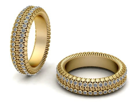 Floral Gemstone Eternity Gold Ring 3D 모델