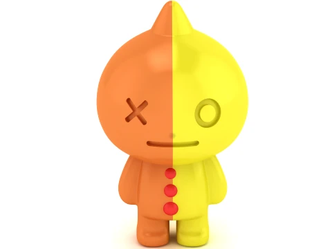 X O Split Face Cartoon Character Modelo 3D