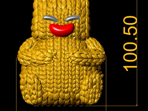 Cute Yellow Knitted Cat Plush Toy with Big Smile 3D Model