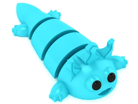 Cute Blue Cartoon Dragon 3D Model