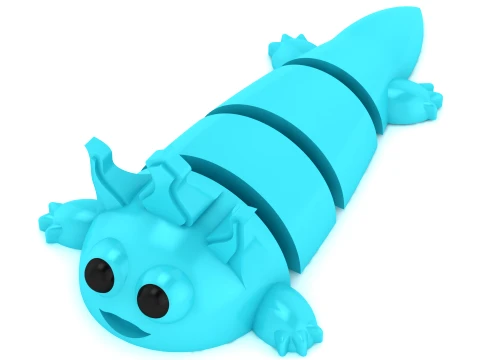 Cute Blue Cartoon Dragon 3D Model