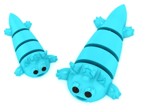 Cute Blue Cartoon Dragon 3D Model