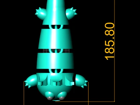 Cute Blue Cartoon Dragon 3D Model
