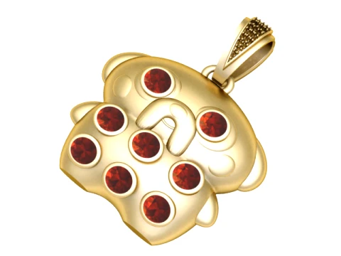 Cute Golden Teddy Bear Pendant 3D Model