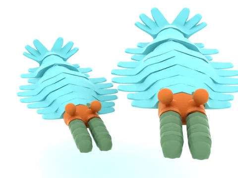 Cartoon Trilobite Creature Set Modèle 3D