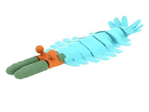 Cartoon Trilobite Creature Set 3D Model