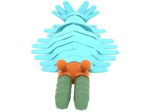 Cartoon Trilobite Creature Set 3D Model